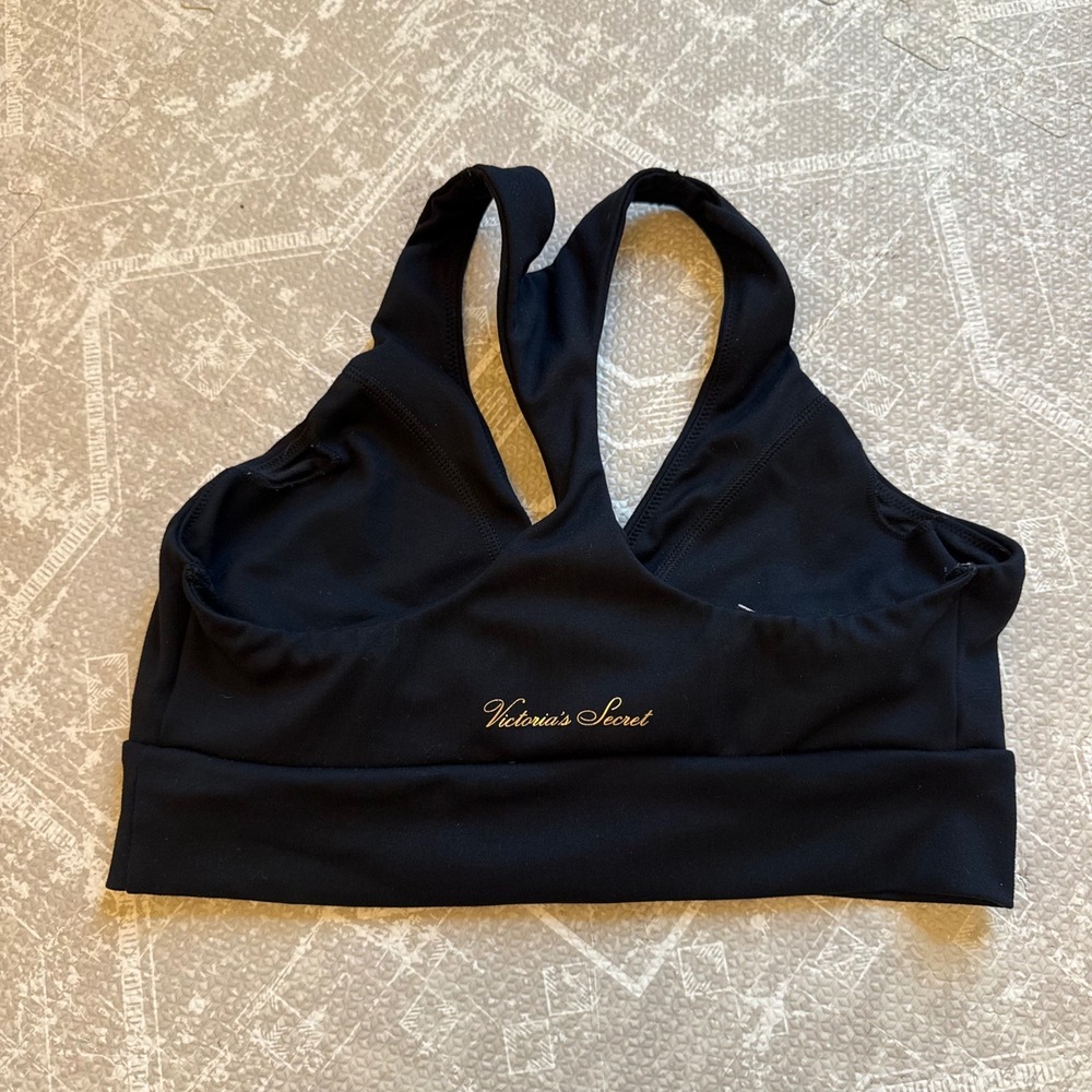 Victoria's Secret Sports Bra Women Medium Black Twist Front Racerback Activewear